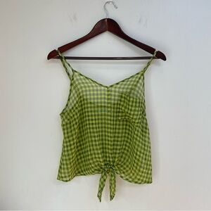 Kimchi Blue Green Gingham Sheer Tank Size XS